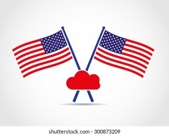 USA Crossed Flags Emblem Cloud Computing