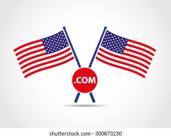 USA Crossed Flags Emblem Commerce Domain