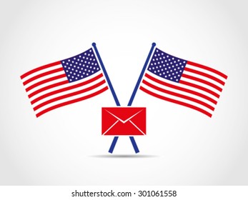 USA Crossed Flags Emblem Confidential Mail