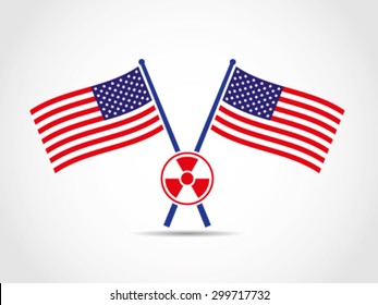 USA Crossed Flags Emblem Danger Hazard Sign