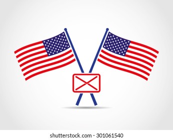 USA Crossed Flags Emblem Email