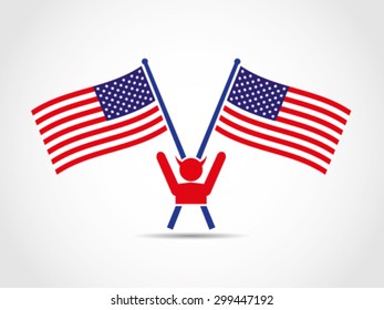 USA Crossed Flags Emblem Evil Celebrate