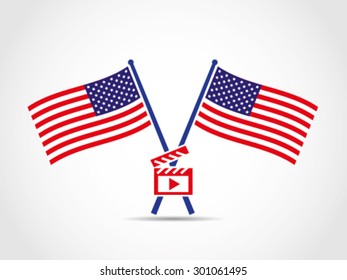 USA Crossed Flags Emblem Hollywood Movies Maker Production