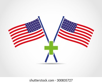 USA Crossed Flags Emblem Hospital Health Care