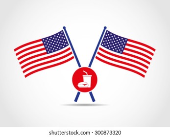 USA Crossed Flags Emblem Instant Restaurant