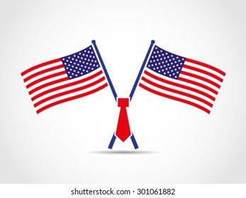 USA Crossed Flags Emblem Job Employment