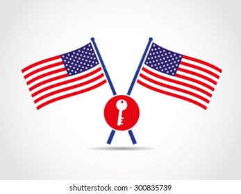 USA Crossed Flags Emblem Key Ownership