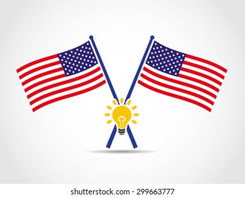 USA Crossed Flags Emblem Lamp Idea