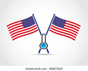 USA Crossed Flags Emblem Low Traffic Temperature