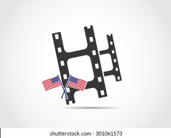 USA Crossed Flags Emblem Movies Industry