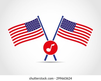 USA Crossed Flags Emblem Music Industry