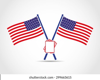 USA Crossed Flags Emblem Paper Documents