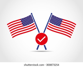 USA Crossed Flags Emblem Pass Check