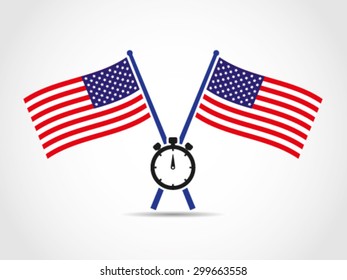 USA Crossed Flags Emblem Performance Stopwatch