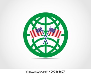 USA Crossed Flags Emblem Relation Network