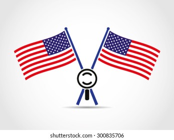 USA Crossed Flags Emblem Research Development