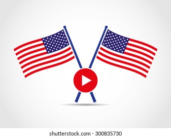 USA Crossed Flags Emblem Stream Media Entertainment