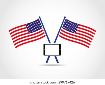 USA Crossed Flags Emblem Tablet