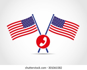 USA Crossed Flags Emblem Telecommunications