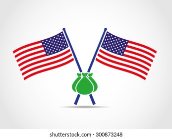 USA Crossed Flags Emblem Wealth