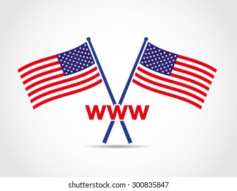 USA Crossed Flags Emblem Website Domain