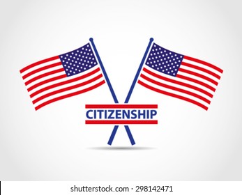 USA Crosses Flags Emblem Citizenship