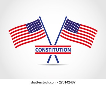 USA Crosses Flags Emblem Constitution