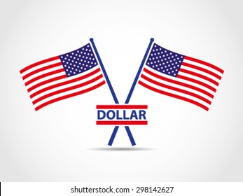 USA Crosses Flags Emblem Dollar