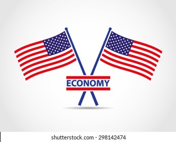 USA Crosses Flags Emblem Economy