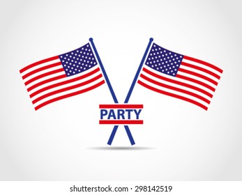 USA Crosses Flags Emblem Politic Party