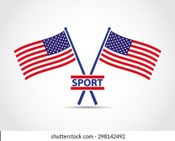 USA Crosses Flags Emblem Sport