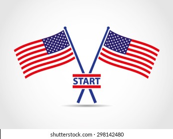 USA Crosses Flags Emblem Start Line
