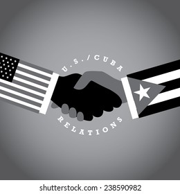 USA Cuba relations black and white hands EPS 10 vector stock illustration