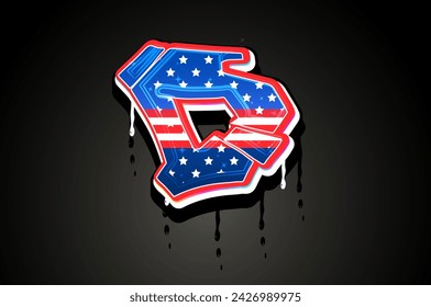 USA D Hand Lettering Graffiti vector template