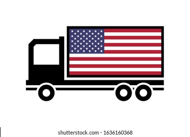 usa delivery truck on a white background