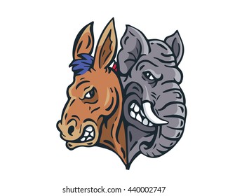 USA Democrat Vs Republican Election 2016 Cartoon -  Debate Night