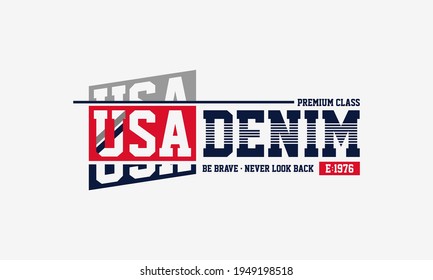 usa denim, typography graphic design, for t-shirt prints, vector illustration
