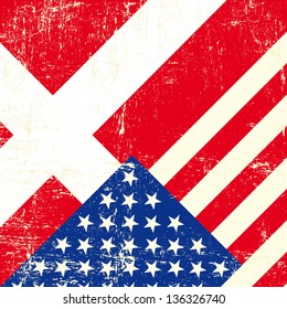 Bandera gruesa de Estados Unidos y Dinamarca. esta bandera representa la relación entre Dinamarca y Estados Unidos
