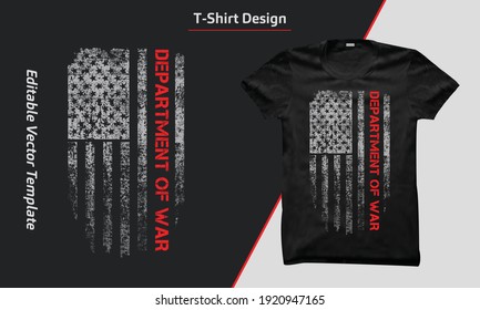 USA Department of War  vector t-shirt design, with American grunge flag, vintage Department of War print-ready t-shirt design. USA grunge flag shirt.