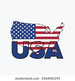 usa design with map behind with american flag elements for banner, printing etc.