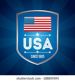 USA design over blue background, vector illustration