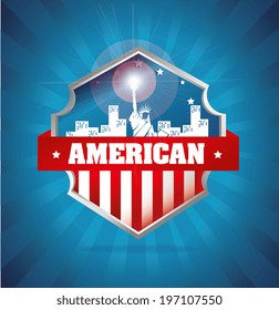 USA design over blue background, vector illustration