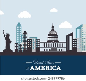 USA design over cityscape background, vector illustration.