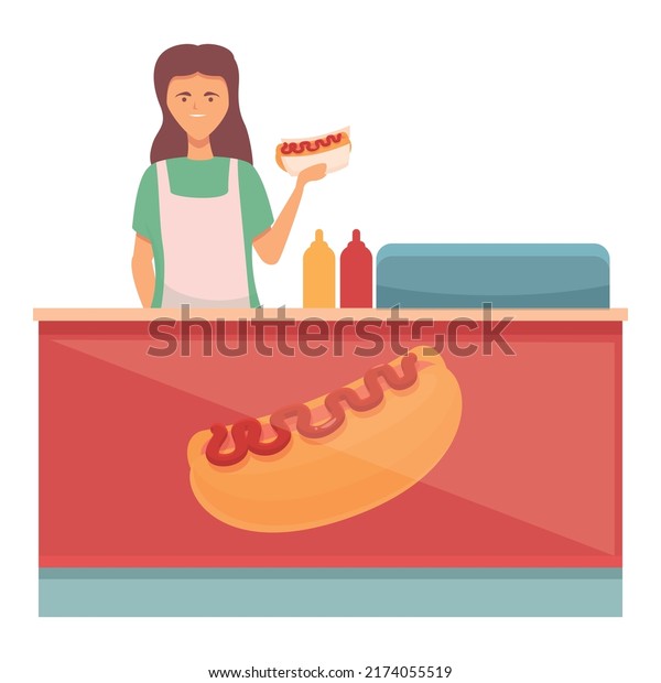 Usa dinner hot dog icon cartoon vector. Hotdog food.\
Street shop