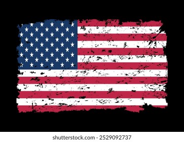USA Distressed Flag Design. White American Grunge Flag Design, Distressed US symbol, United States flag Vector Illustration for Celebration Holiday 4 of July.