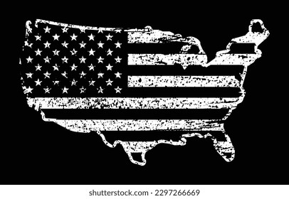 USA Distressed Flag Map. American Grunge Flag Map