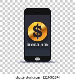 USA Dollar exchange application for mobile pone pasted on photo paper 