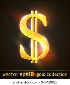 USA dollar sign in gold. Currency series