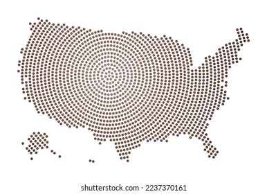 USA dotted map. Digital style shape of USA. Tech icon of the country with gradiented dots. Stylish vector illustration.