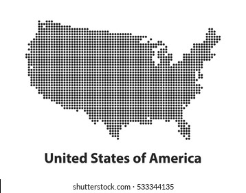 USA dotted map. The form with black points on light background. Vector illustration